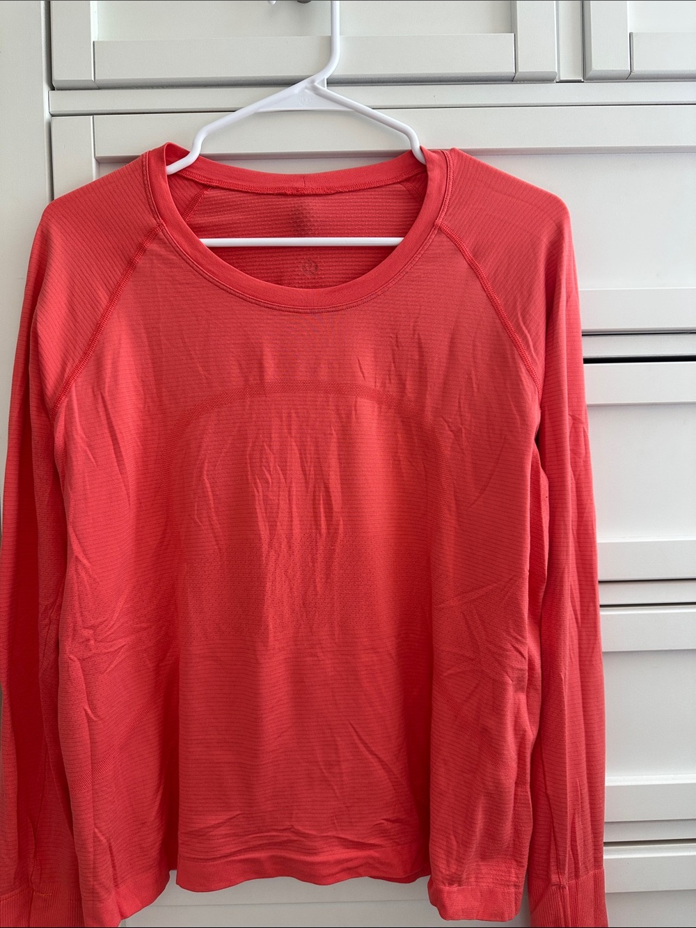 lululemon athletica Coral-Red Long Sleeve Crew Top